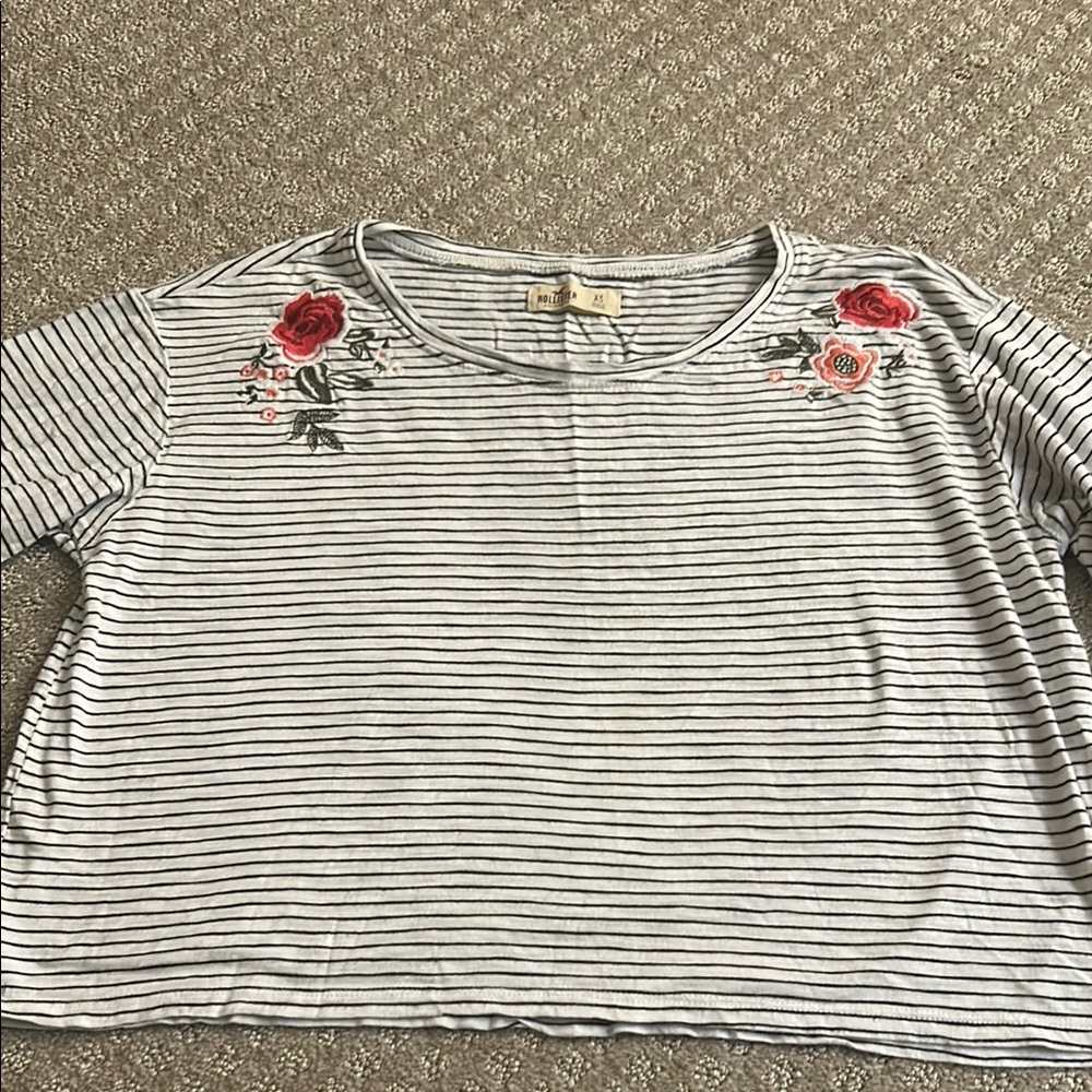 Striped Floral ❤️ Embroidered Top